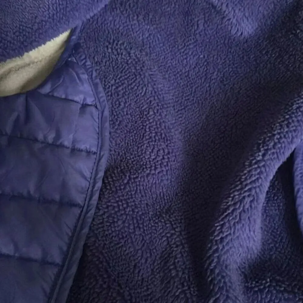 Free Country Women's Sweater Fleece Quilted Hybrid Vest, Grey/Purple - Image 8