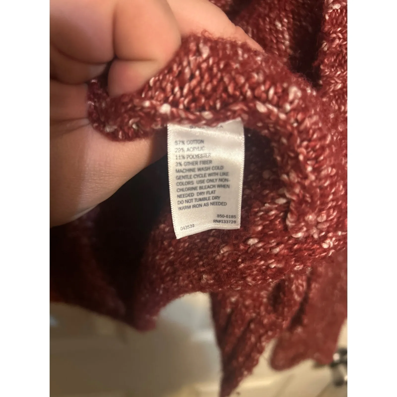 St Johns Bay Women's Red Speckled Knit Open Front Cardigan Sweater Size‎ M - Image 4