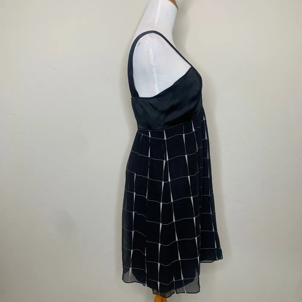 Vintage Express Black Silk Babydoll Dress Plaid Skirt Sz Medium - Image 5