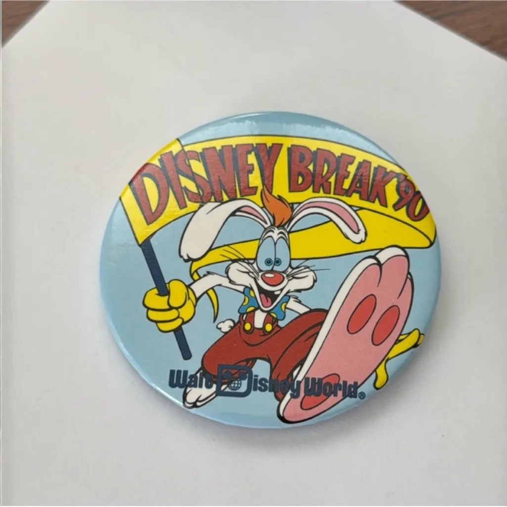 Vintage Disney Roger Rabbit Button - Yellow, Blue, Pink - Image 4