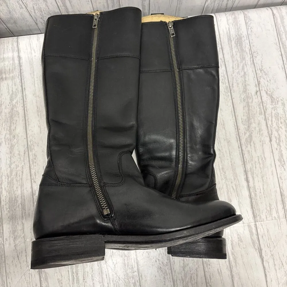 Womens Size 6 Frye Jayden Button Tall Black Leather Boots - Image 10