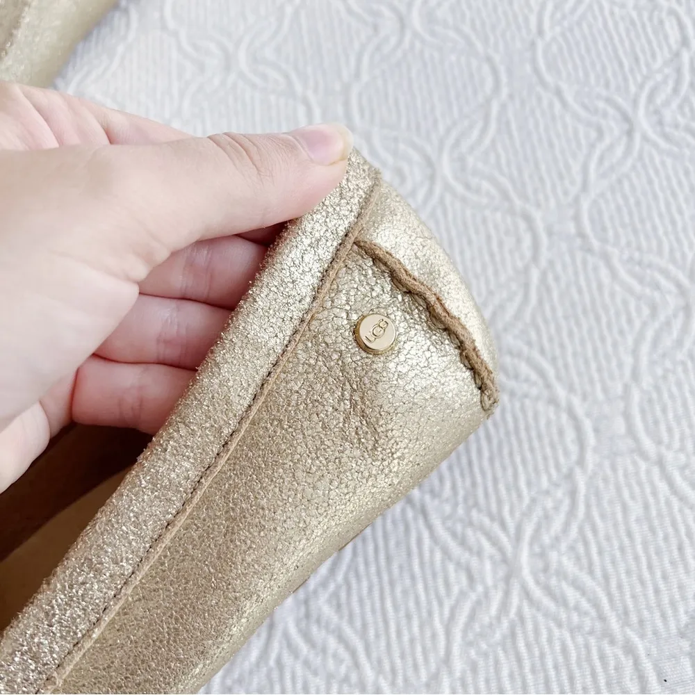 UGG • Clair Loafer slip on metallic gold leather laser cut perforated moccasin - Image 6