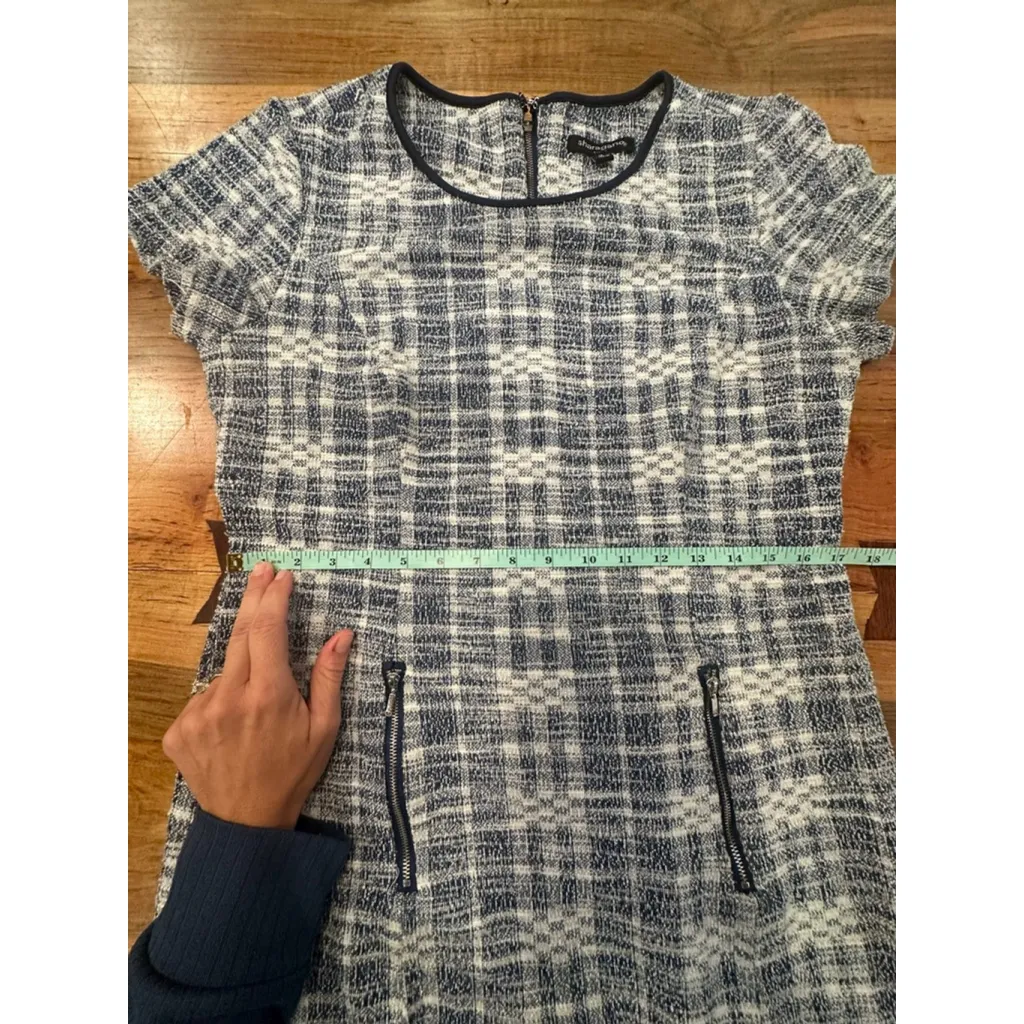 Women's Sharagano Plaid Shift Dress Size 12 Blue White - Image 7