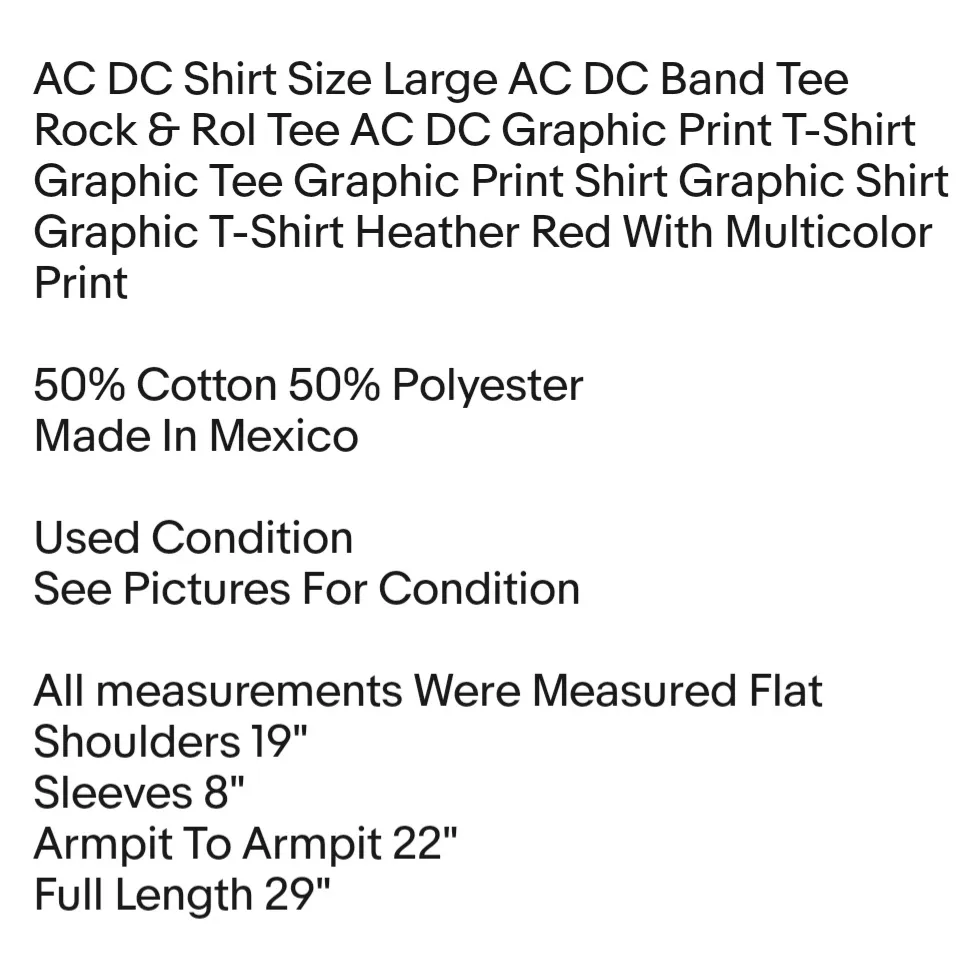 Shirt Size Large AC DC Band Tee Rock & Roll Tee AC DC Graphic Print Shirt Unisex - Image 2