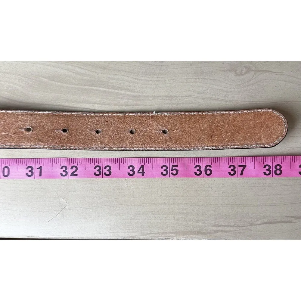 Fossil Metallic Leather Fleur De Lis Filigree Belt M | Y2K Chunky Bling Buckle - Image 10