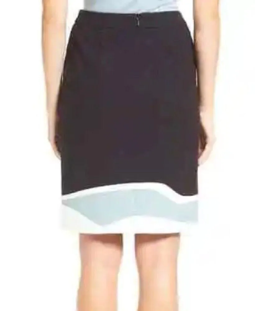 NWT Hugo Boss VIDINA Pencil Skirt Black White Blue Colorblock Size 4 New $248 - Image 7