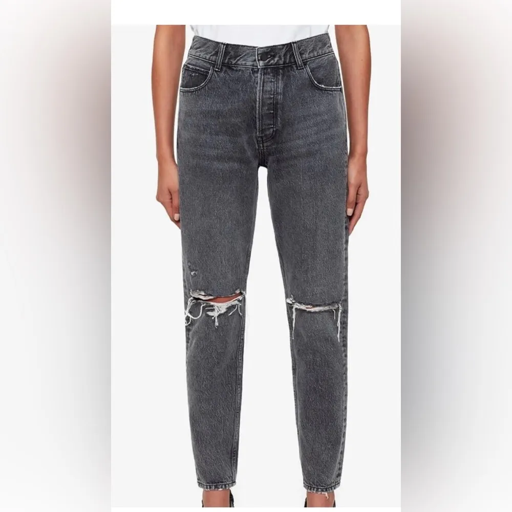 Anine Bing High Rise Ripped Gray Jeans - Image 9