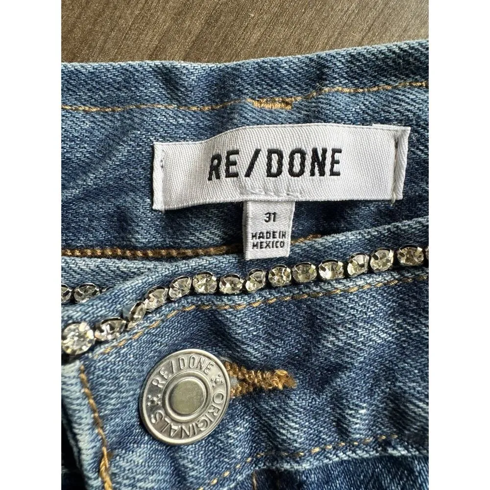 NWT Re/Done Low Rider Loose Crystal Bay Fade Wide Leg Studded Jeans Size 31 - Image 10