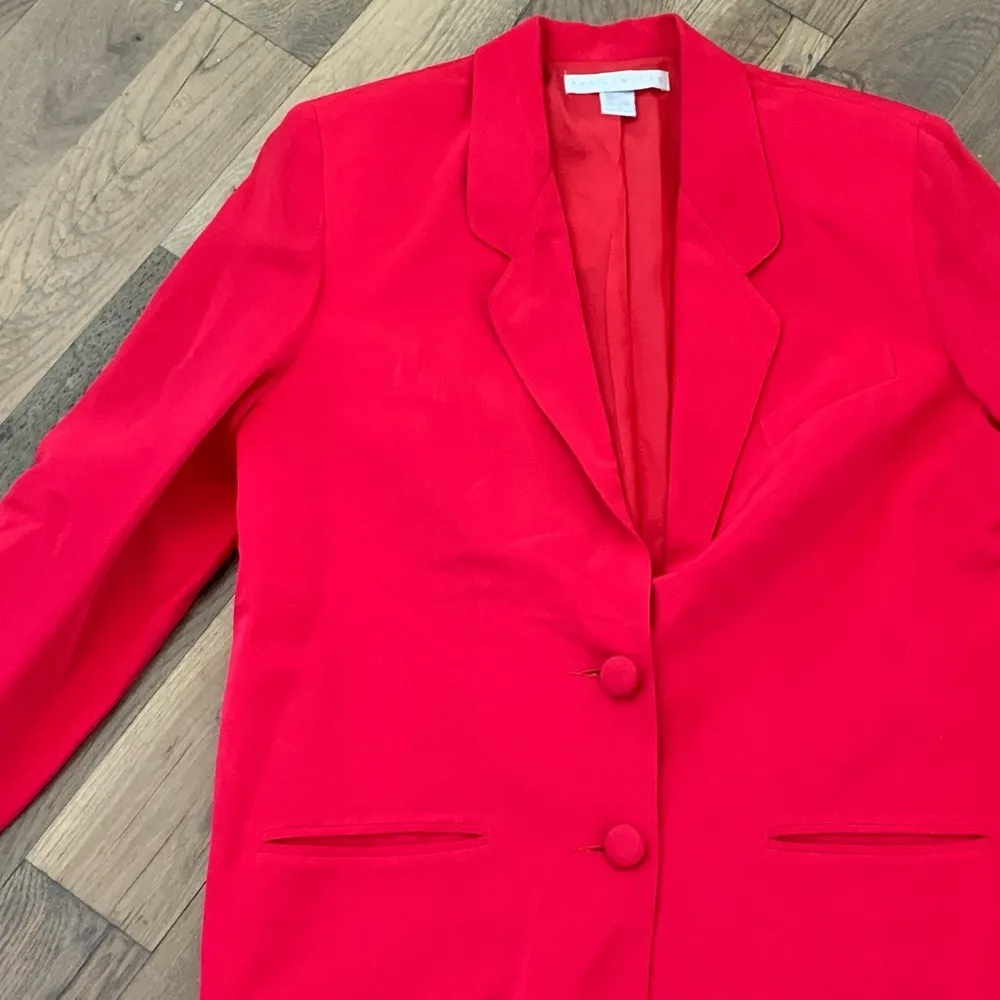 The Limited Red 100% Silk Blazer Jacket Size Large - Image 4