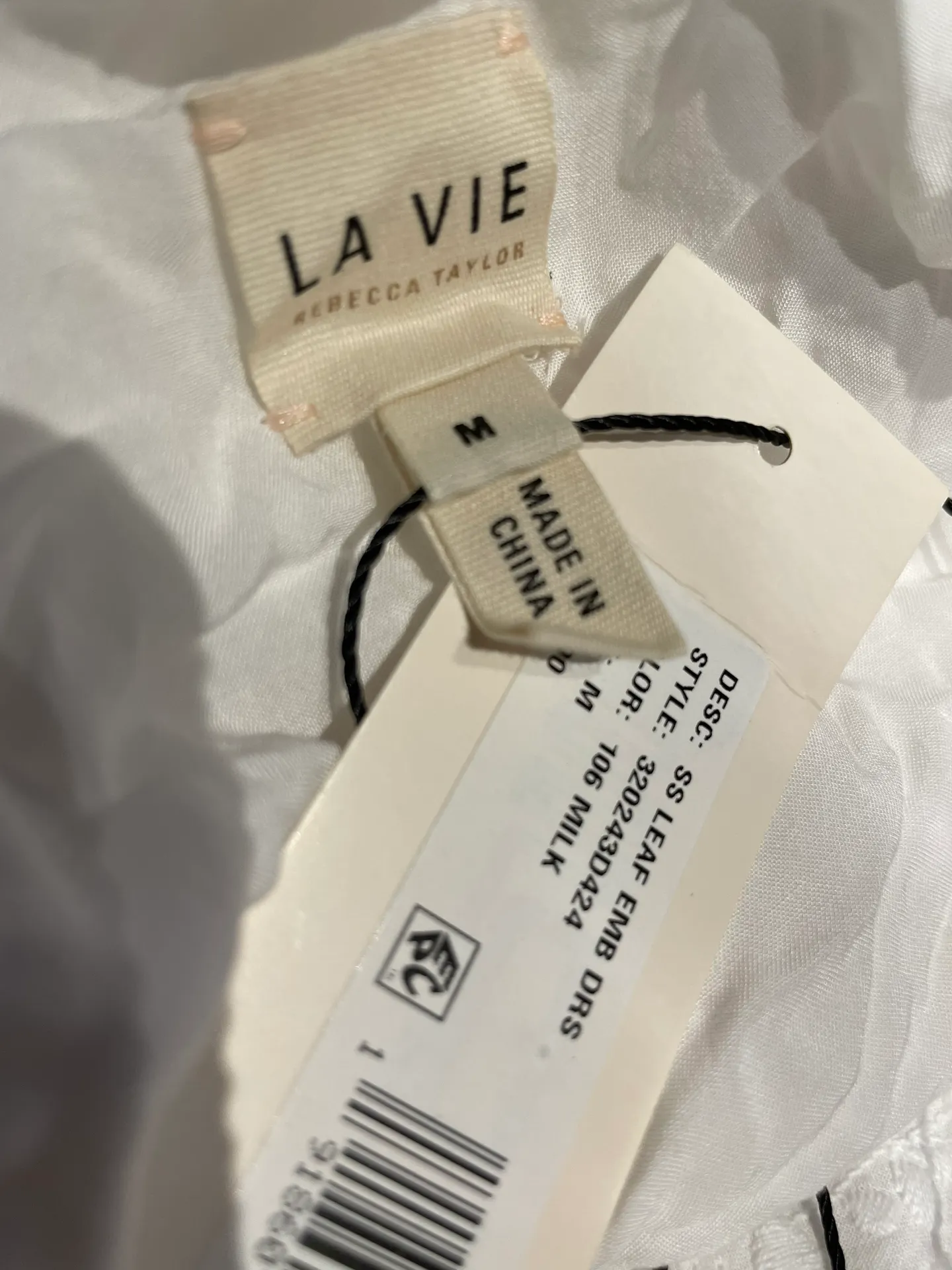 La Vie Leaf Milk Embroidered Tea Dress A-line Short Sleeve Brunch - Image 8