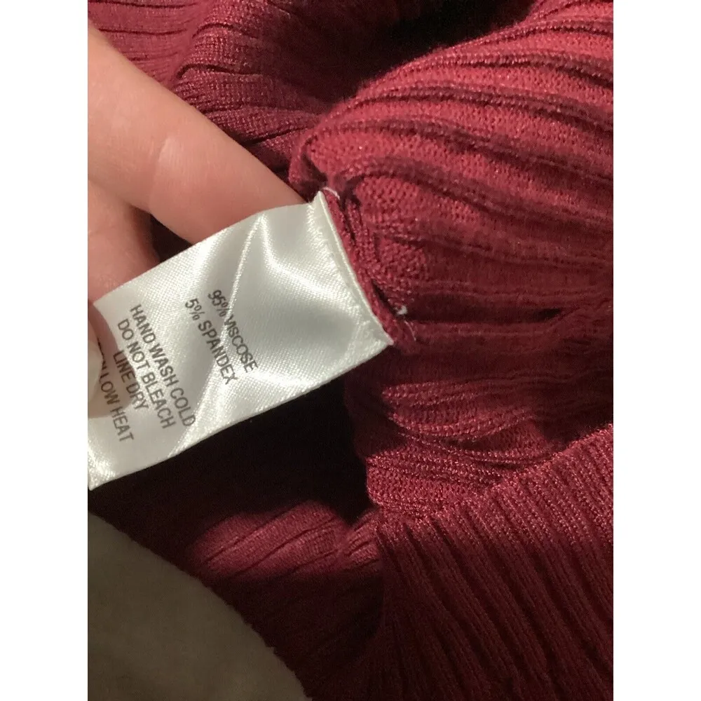 Lulus Red Ribbed One Shoulder Pullover Long Sleeve Blouse S - Image 5