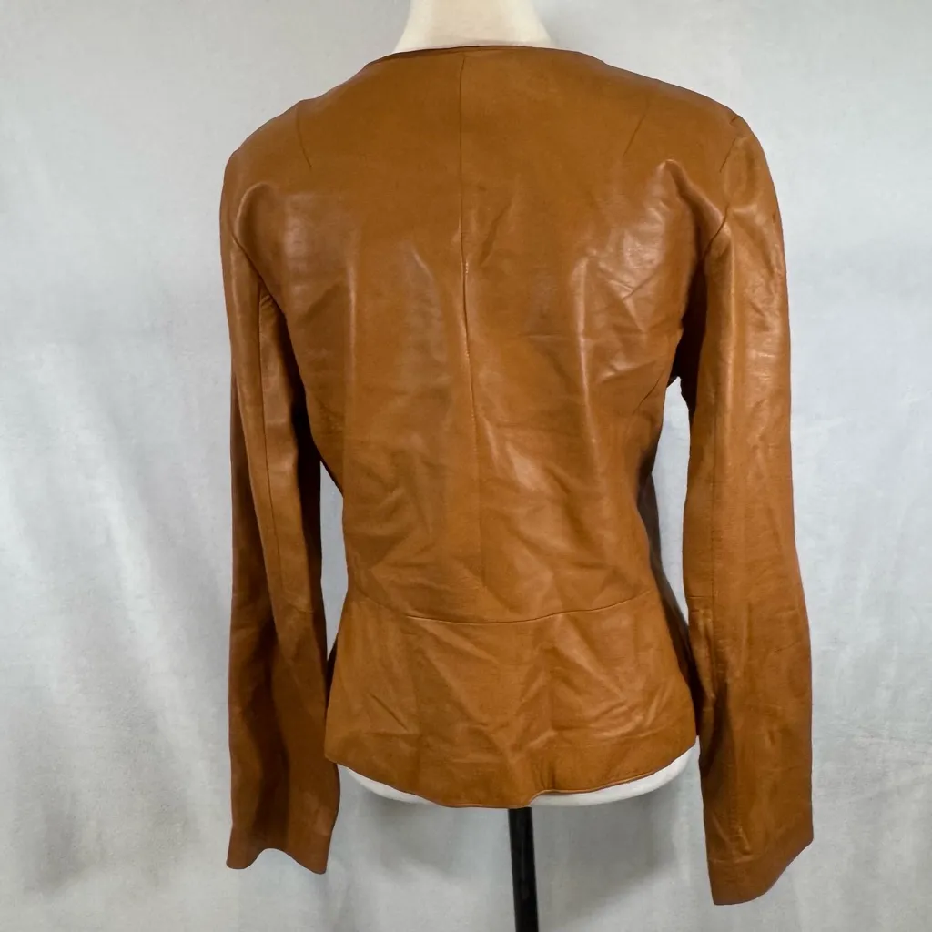 Vintage Banana Republic caramel brown 100% genuine leather blazer jacket size 8 - Image 3