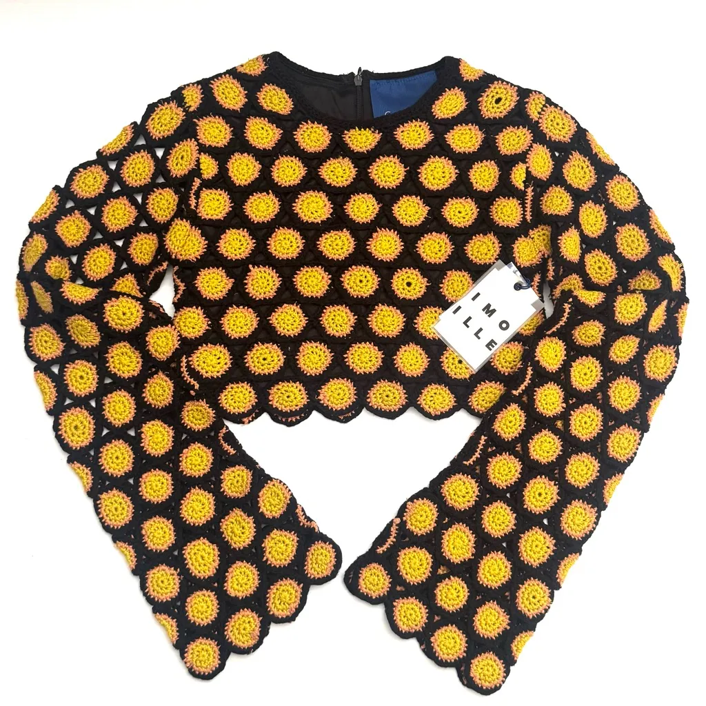 SIMON MILLER Wizzy Crochet Set in Black, Camel, & Kiwi Size Small Yellow - Image 5