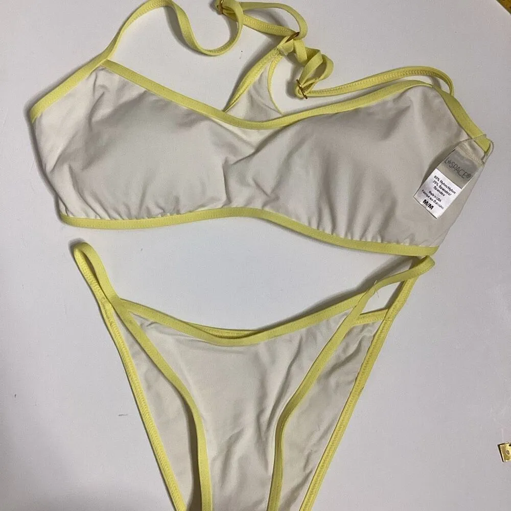 New. L*SPACE white and yellow bikini. Large. Retails. $198 - Image 12