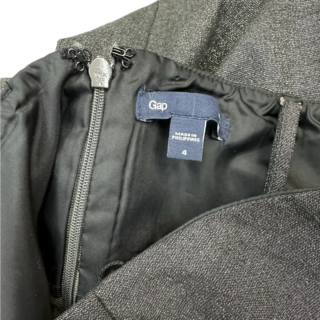 GAP Black Metallic Silver Strapless Spaghetti Strap Dress Womens 4 - Image 10