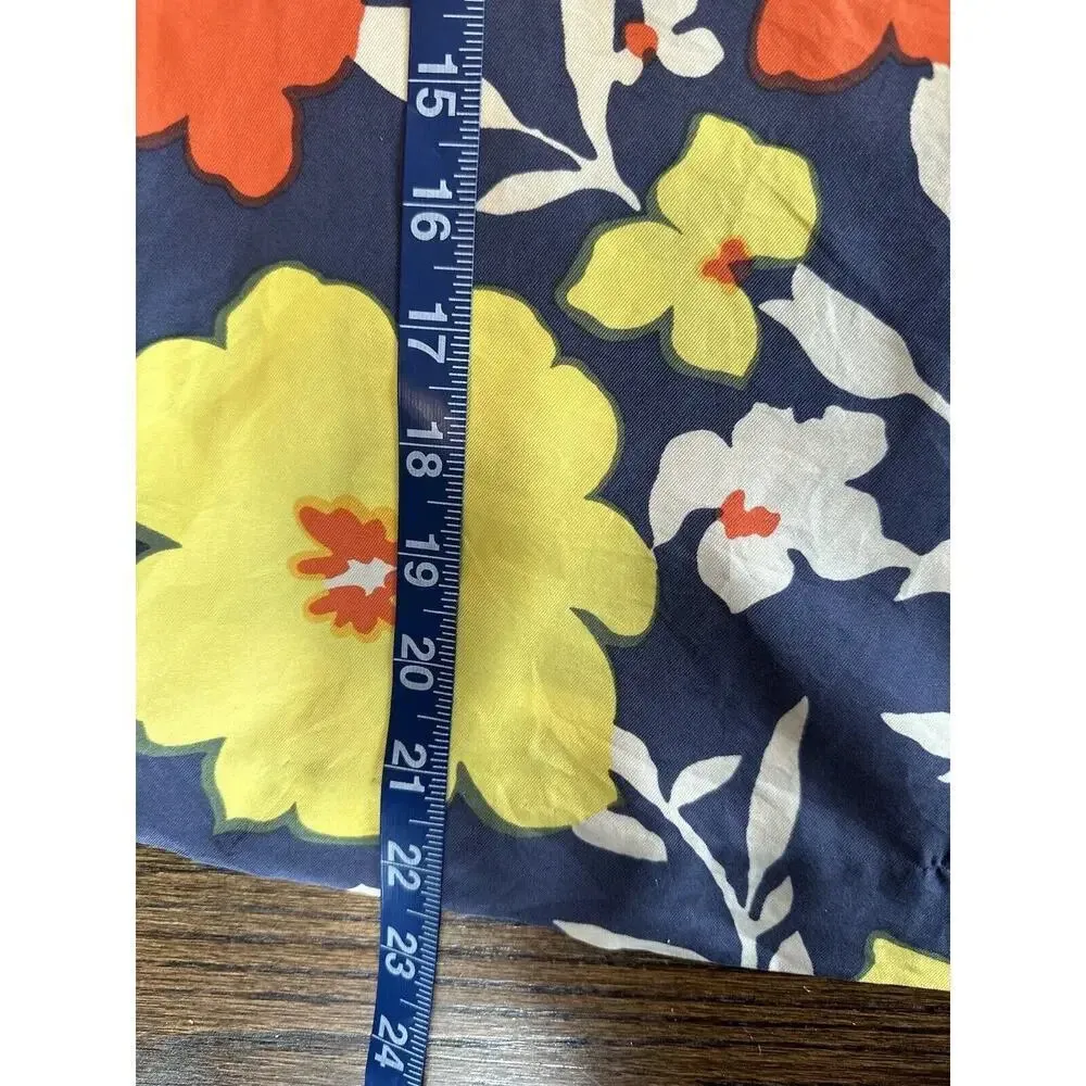 J. Crew Womens 100% Silk Tie Neck Blouse Top Sz 4 Multicolor Floral X0927 Blue - Image 7