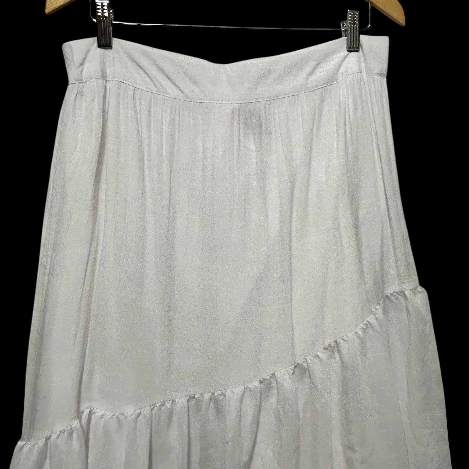 Cato Boho Skirt 14/16W White Asymmetrical Ruffle Midi Cottagecore Indie Festival - Image 4