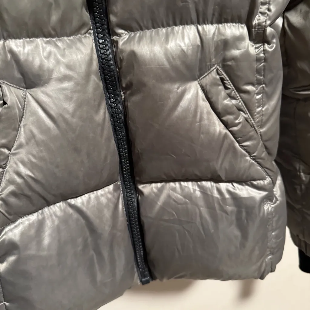 S13 New York Freestyle Kylie Hooded Puffer Jacket Silver Gray - Image 4