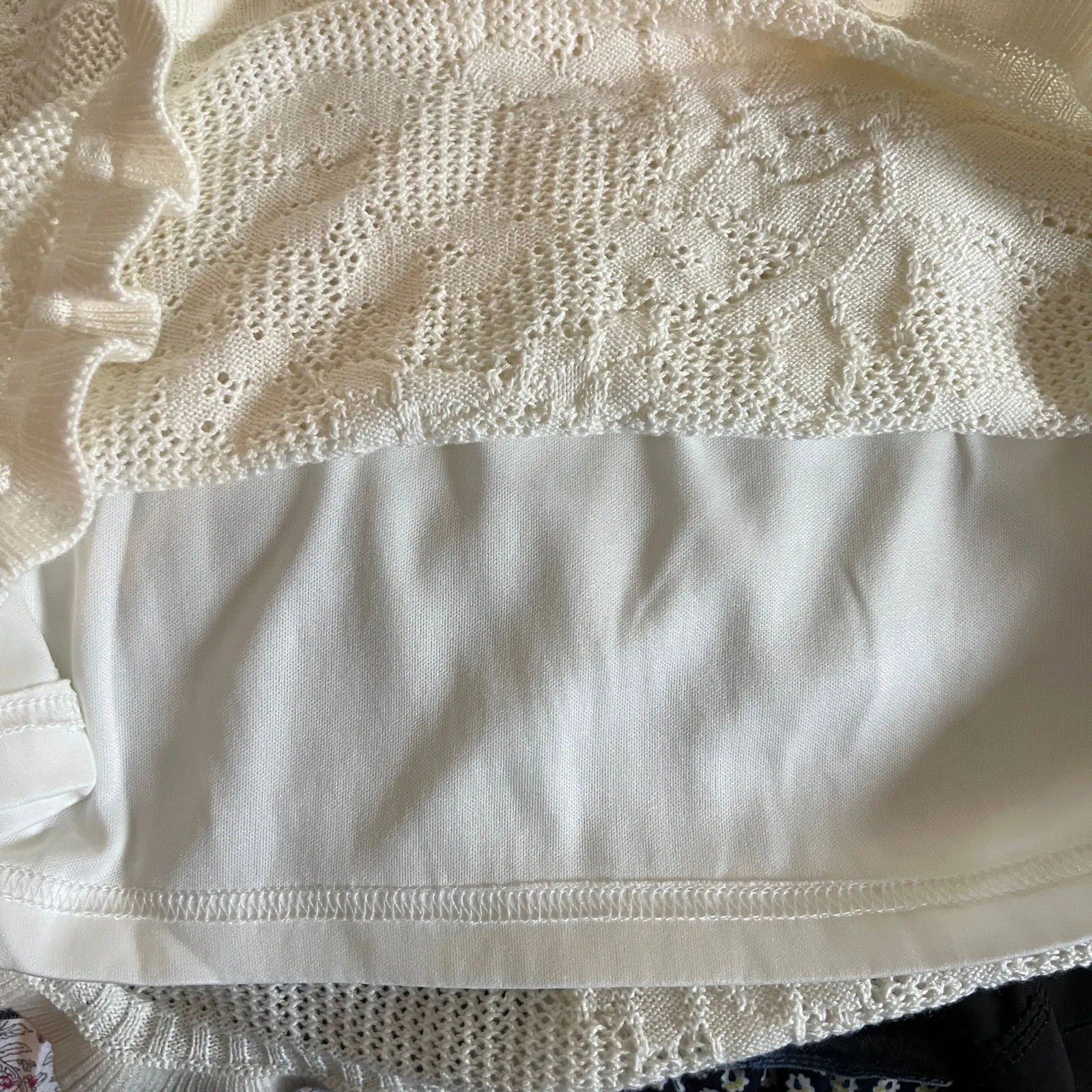 FRESHMAN 1996 Ivory Ruffle Sweater Mini Skirt Sz XL Lined Lace Elastic Waist NWT - Image 5