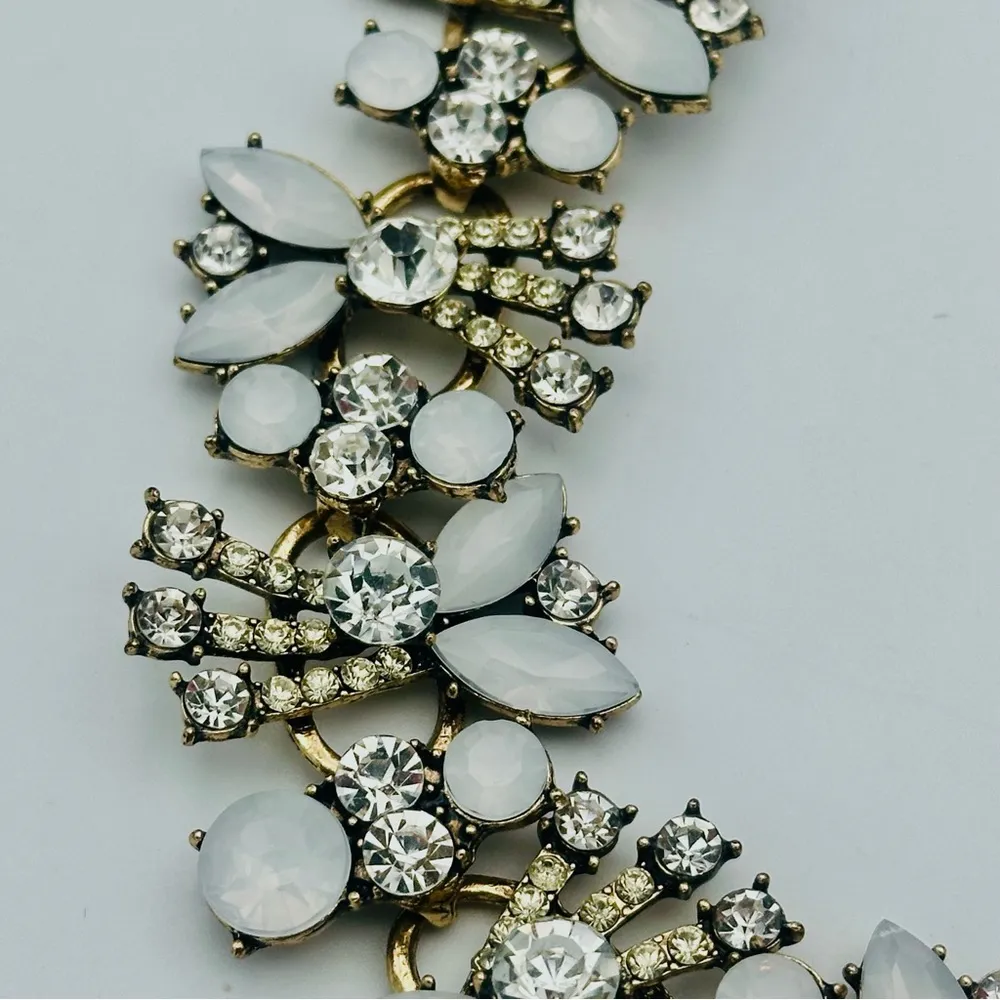 Faux Moonstone Collar Statement Necklace Silver - Image 6