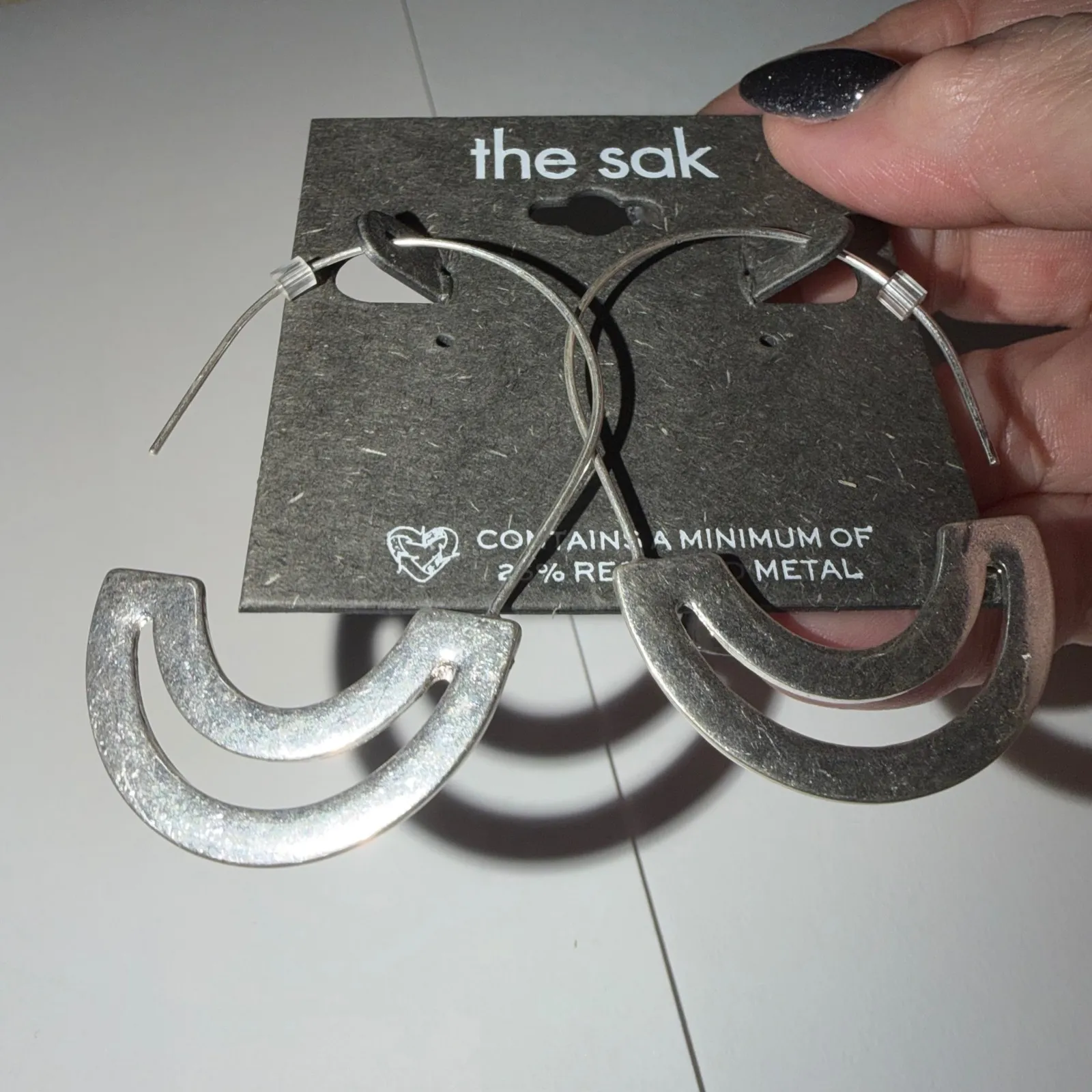 The Sak Silver Tone Double Arc Hoop Earrings - Image 4