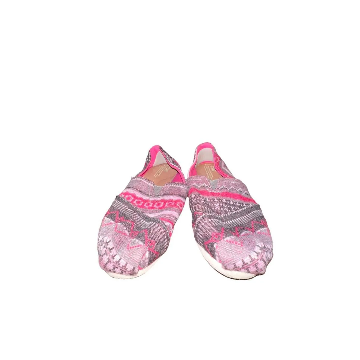 TOMS Women's 10 Pink Gray Tribal Aztec Print Canvas Classic Alpargata Shoes - Image 2