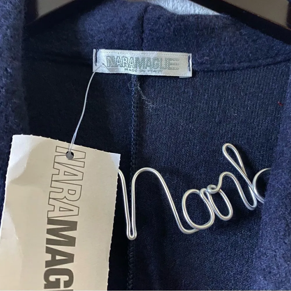 Nara Maglie Navy Wool Blend Cardigan With Tortoiseshell Buttons NWT Size X - Image 15