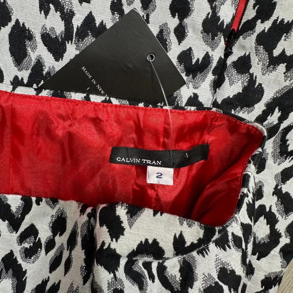 Clavin Tran Designer Black And White Animal Print Midi Skirt 2 New With Tags - Image 3