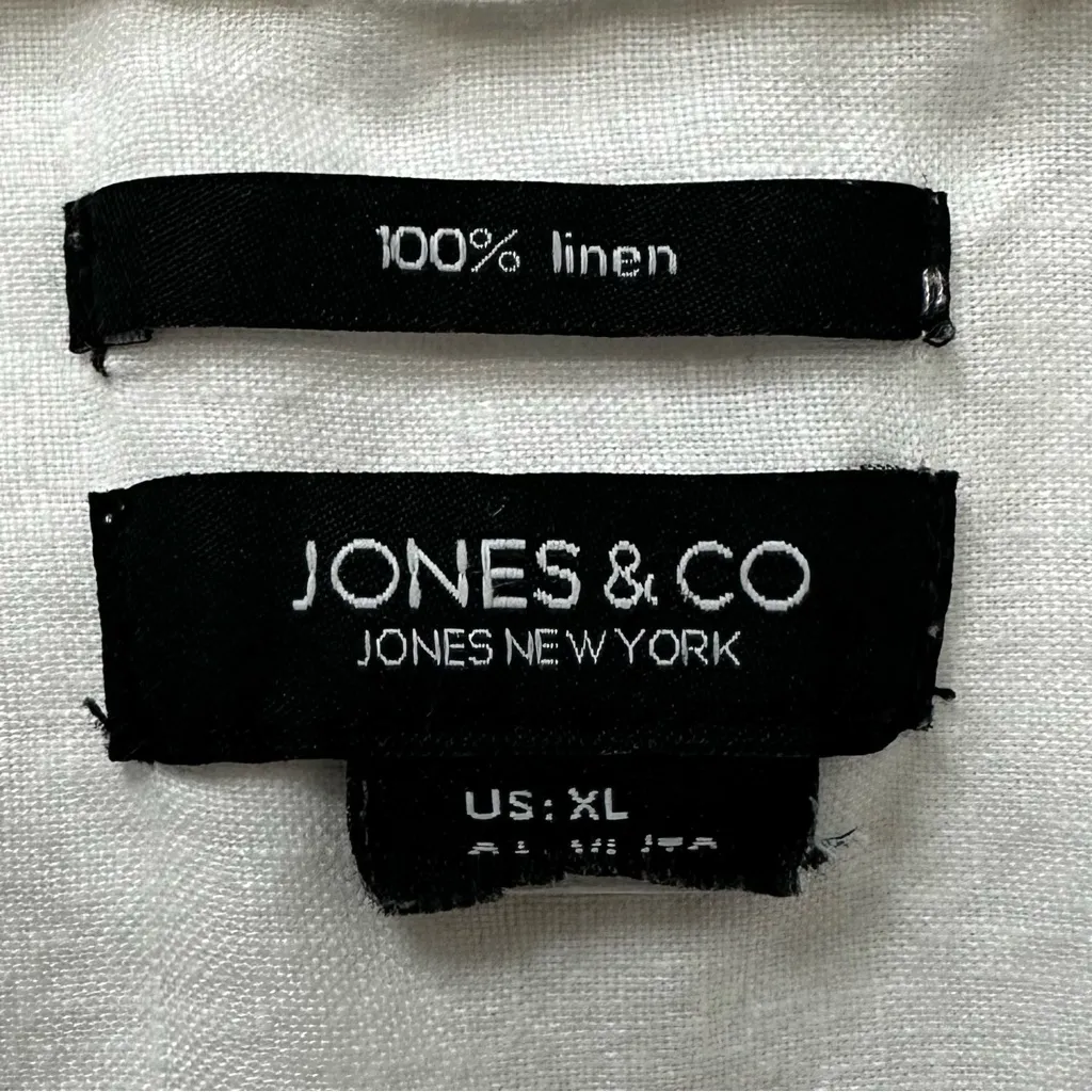 Jones New York 100% Linen White Sleeveless Button Down Tunic Top, Size XL - Image 9