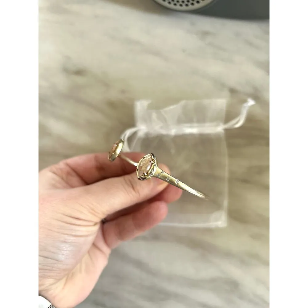 Kendra Scott Pink Stone & Clear Rhinestone Silver Bangle - Image 3