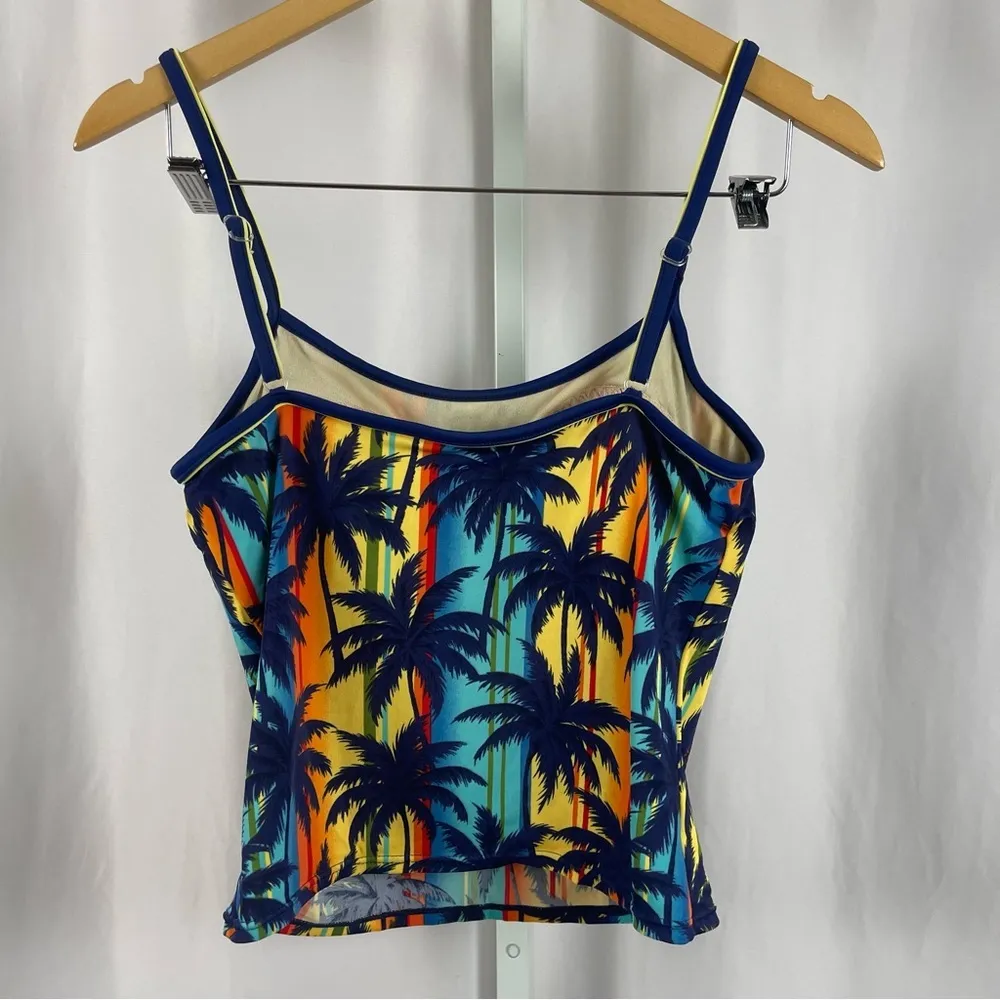 Malibu Dream Girl XL Retro Tropical Hawaiian Palm Trees Tankini Tank Bikini Top - Image 2
