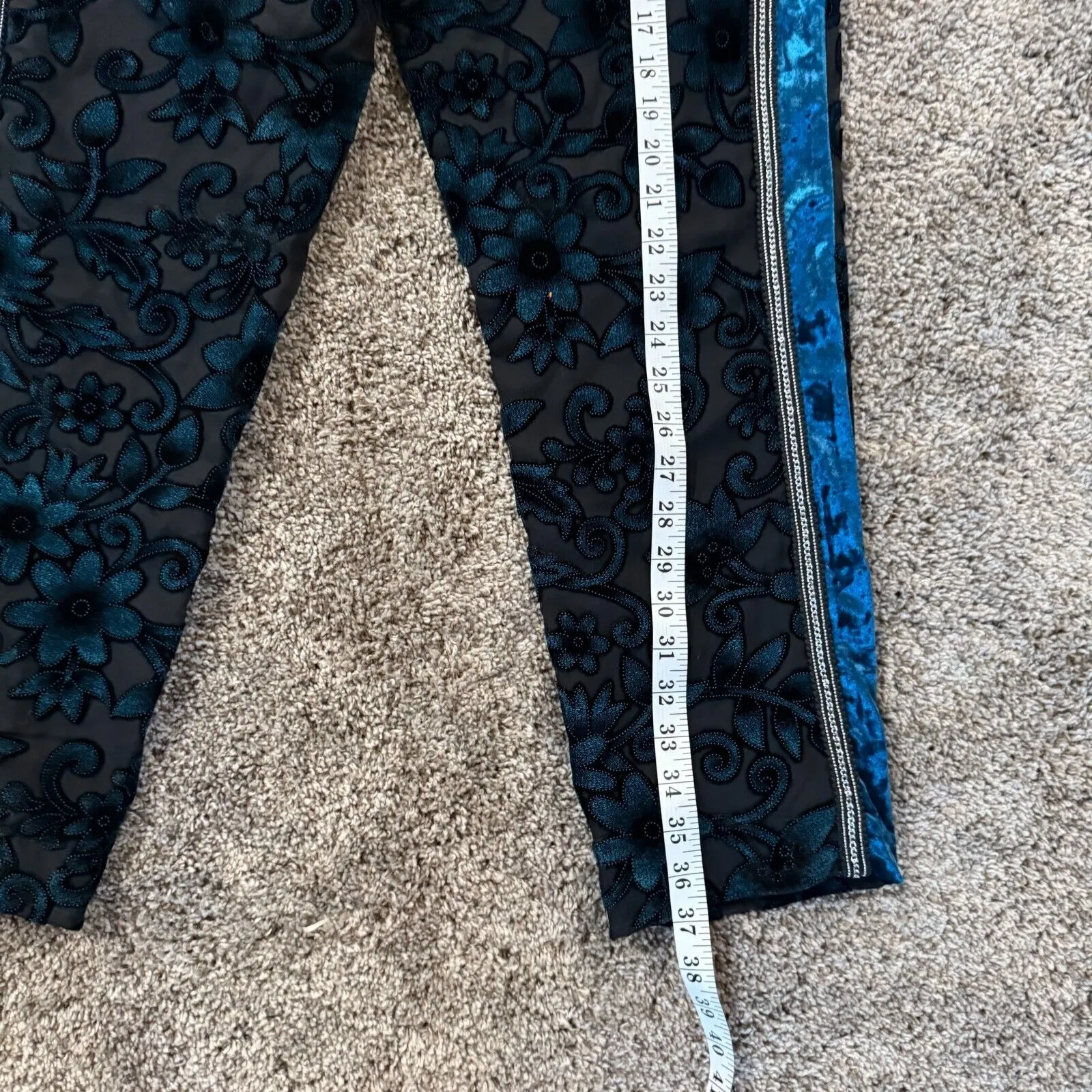 ASOS Black Floral Velvet Tapered Pants, Size W31 L30 - Elegant‎ Evening Wear - Image 13