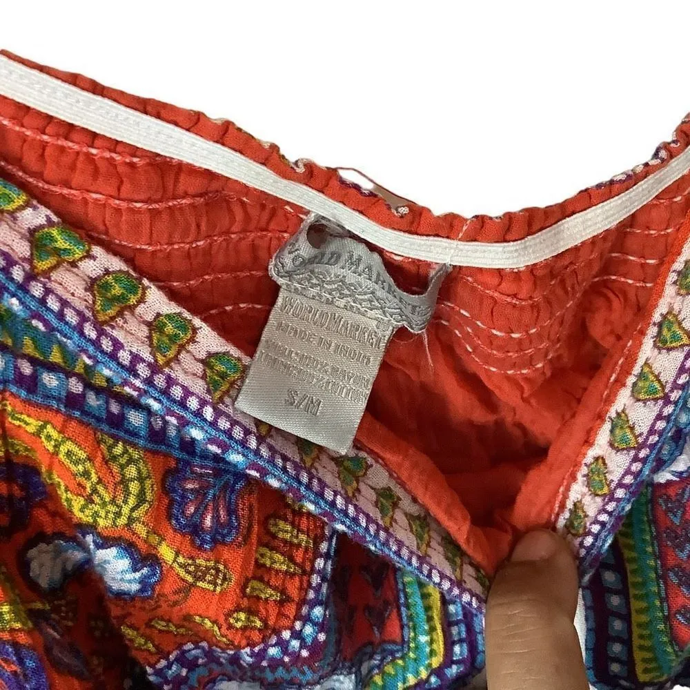 Bohemian Strapless High Low Maxi Dress by Cost Plus World Market Orange - Image 2