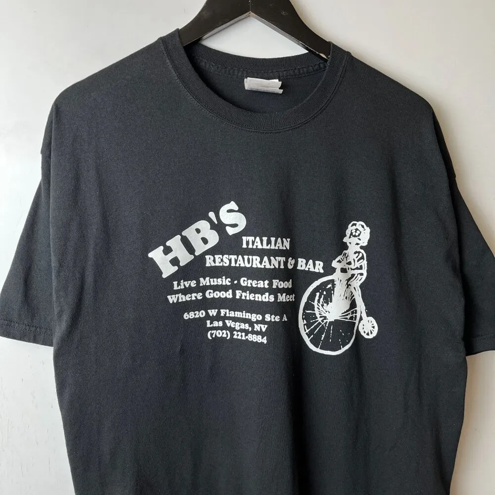 Vintage Y2K HB's Italian Restaurant & Bar Las Vegas NV T Shirt Black XL Unicycle - Image 5
