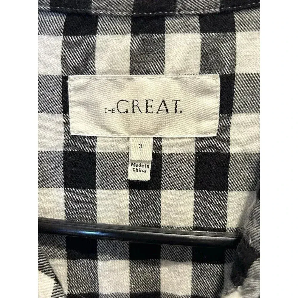 The Great Women’s Long Sleeve Collared Flannel Midi Shirt Dress‎ Gingham Sz 3 L Black Size L - Image 2