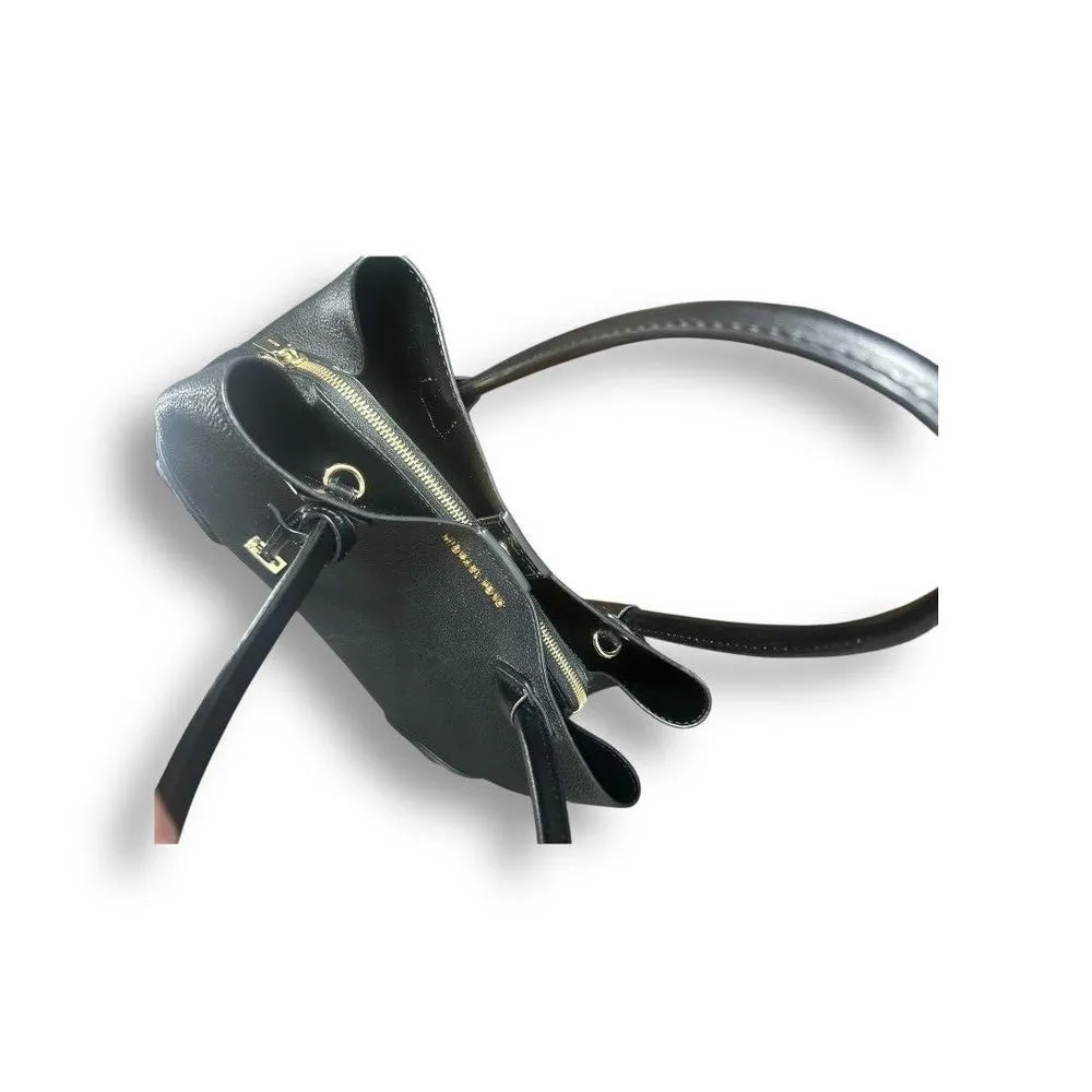 Michael‎ Kors Mercer Gallery Leather Tote Black Gold Hardware Center Zip Pebbled - Image 12