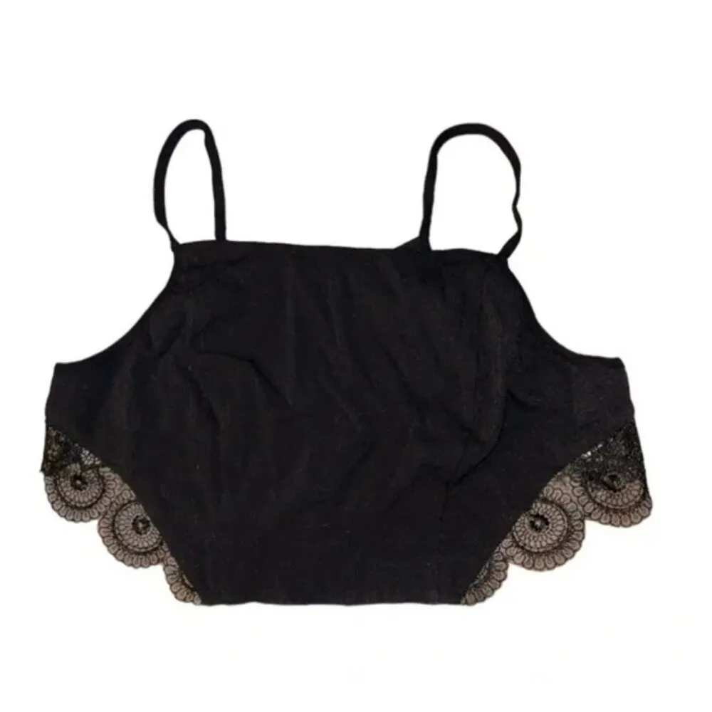 Nwot Intimately Free People Black Brami Lace Detail Boho Goth Cami Bra Top small - Image 3