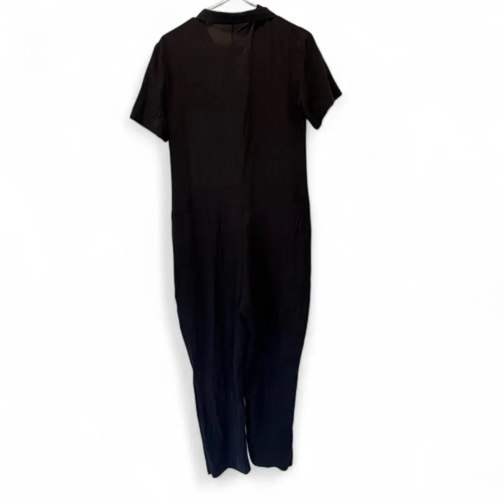 Cos Short Sleeve Black Collared Jumpsuit Sz 38 (Small) - Image 2