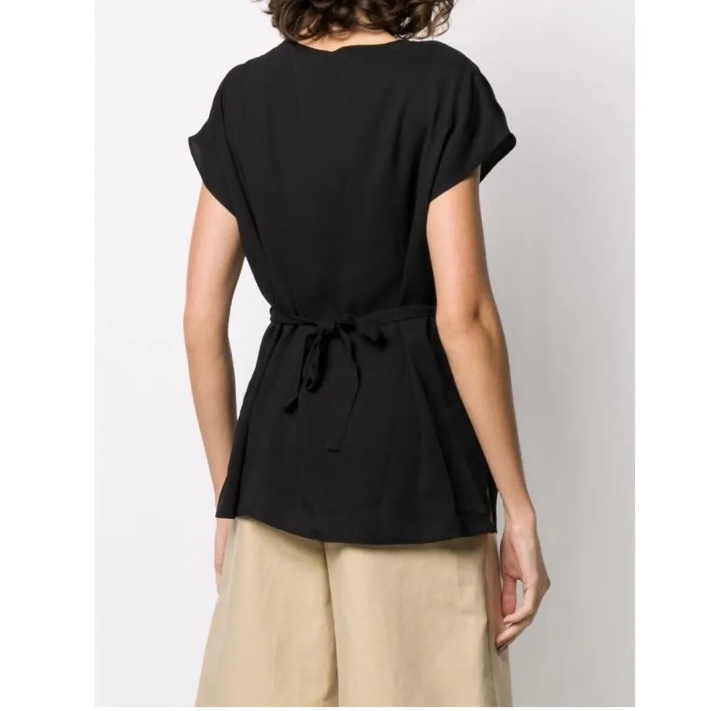 DKNY Black V-neck Wrap T-shirt S NWT - Image 3