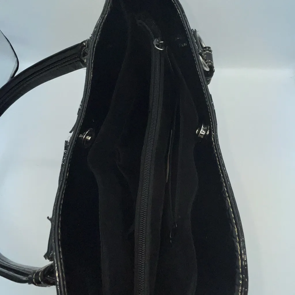 Nine West Y2K  Black Crocodile Embossed Tote Bag - Image 8