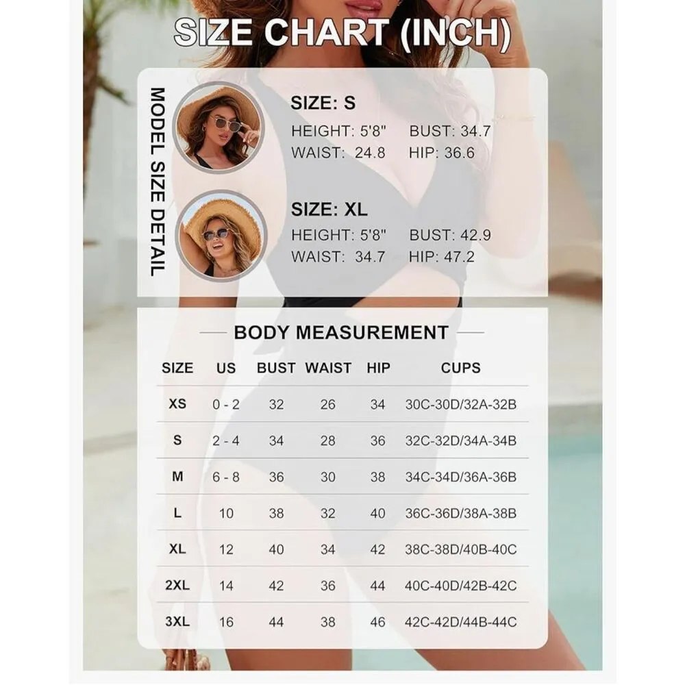 NEW 1 Pc Swimsuits Push Up Tummy Control Bathing Suits V Neck 2X - Image 4