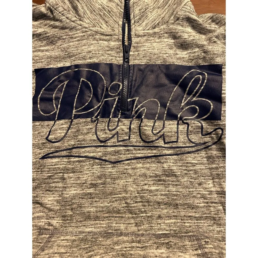 Pink gray and blue quarter zip pullover with kangaroo pocket size M Size M - Image 3