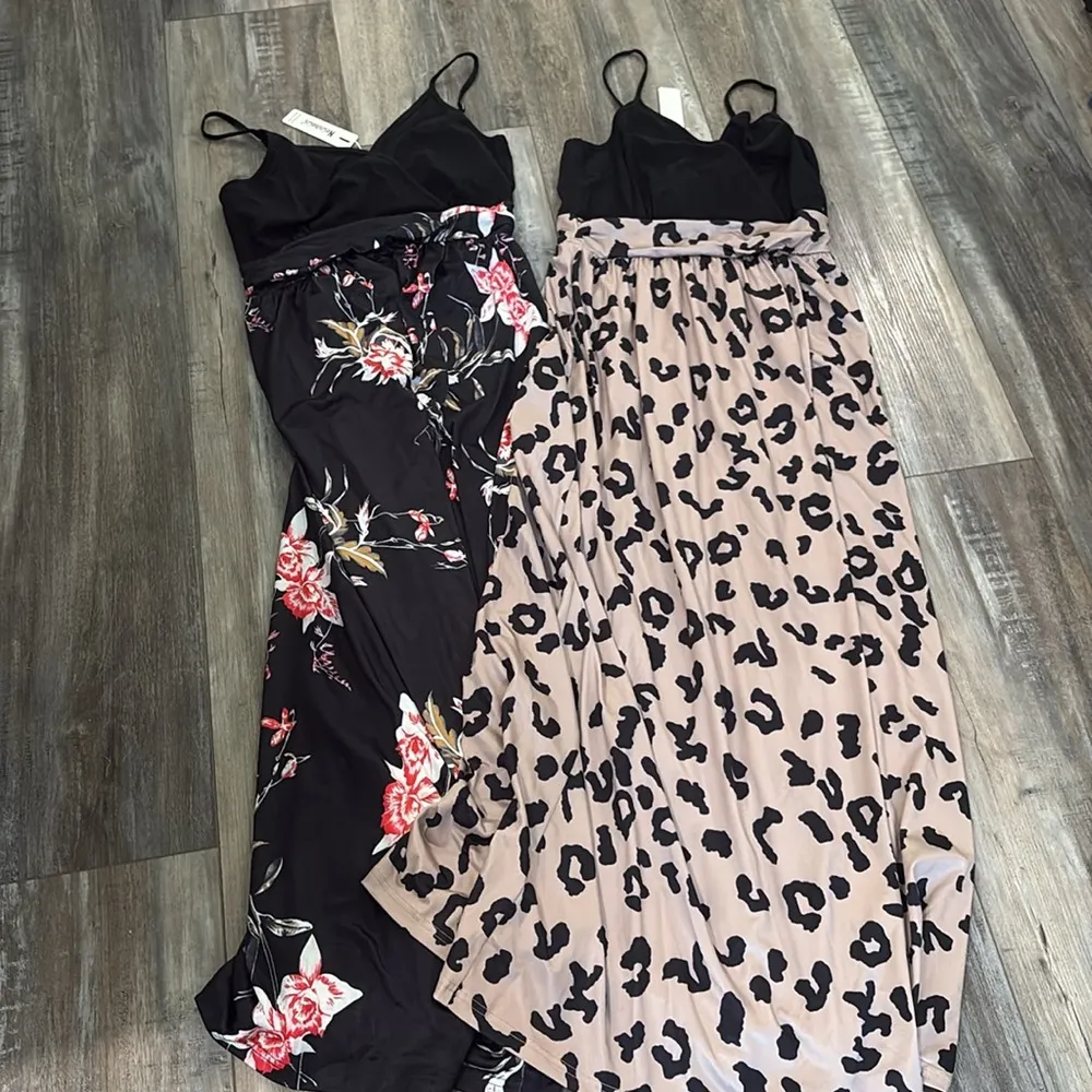 Newshows Maxi Dress Vacation Spaghetti Strap Boho Split Sundress lot Medium NEW Black - Image 11