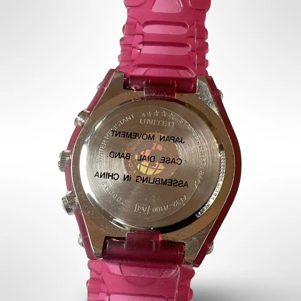 United Crystal Bezel Silicone Watch Pink - Image 4