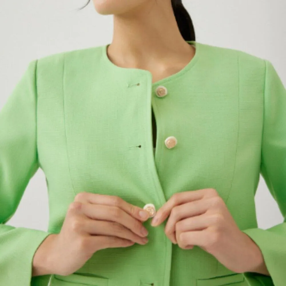 Love Bonito Size 4 Mojito Green Tullie Cropped Suit Jacket Preppy Heritage Chic - Image 3