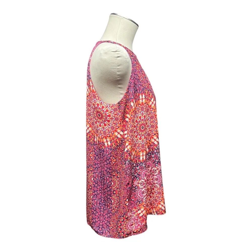 Adrienne Vittadini Sleeveless Top Pink Orange Blue Large - Image 5