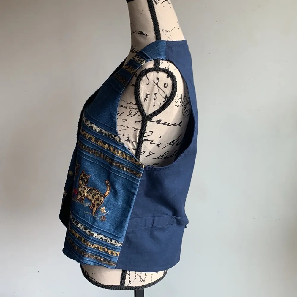 Vintage Casey & Max Denim Cat Vest Size Medium NWT Blue - Image 8