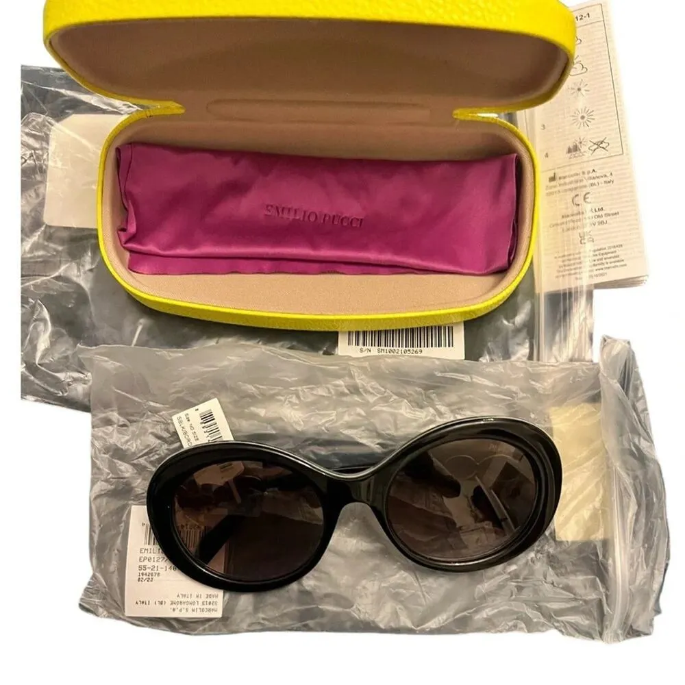 Emilio Pucci - Brown Tortoiseshell Effect Round Frame Embellished Sunglasses New - Image 2