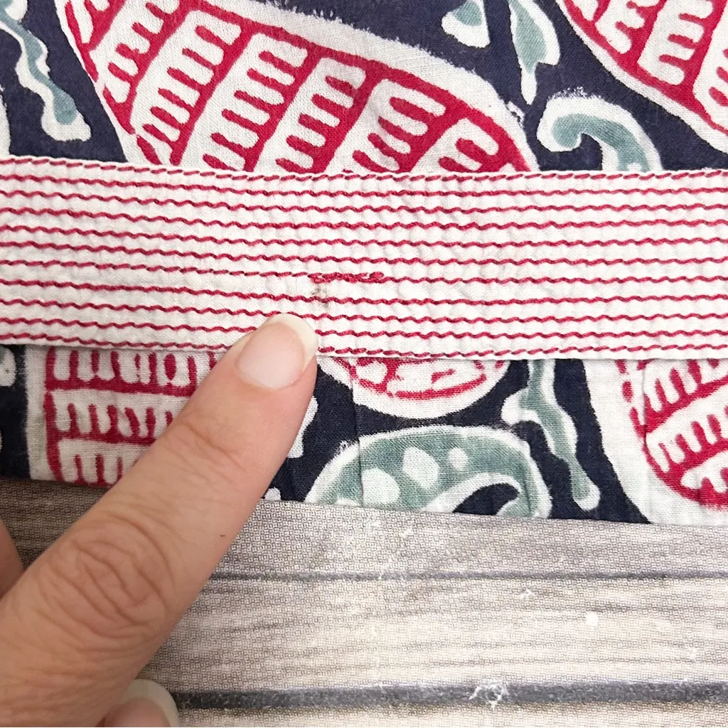 Gretchen Scott Paisley Stripe Red White Blue V Neck 3/4 Sleeve Cotton Tunic L Size L - Image 10