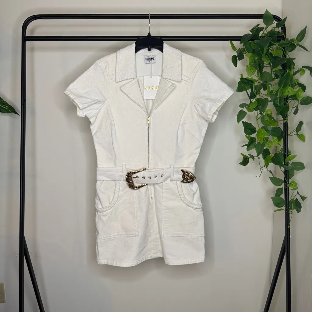 NWT Show Me Your Mumu Belted Outlaw Dress Cream Corduroy size XL Plus Size - Image 3